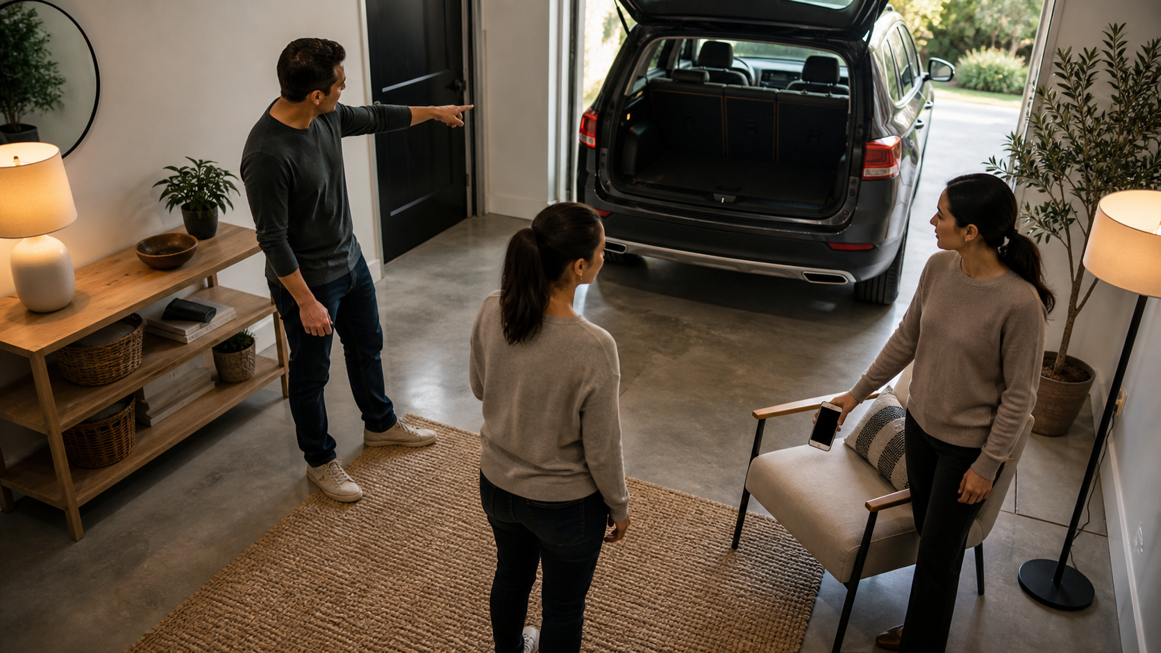 Caregivers comparing reachable home, parked-car, and phone routes