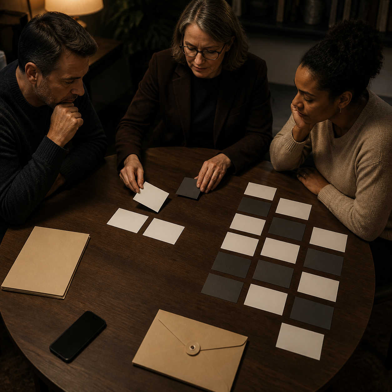Buyer panel separates a small verified evidence set from unsupported anonymous claims using blank cards
