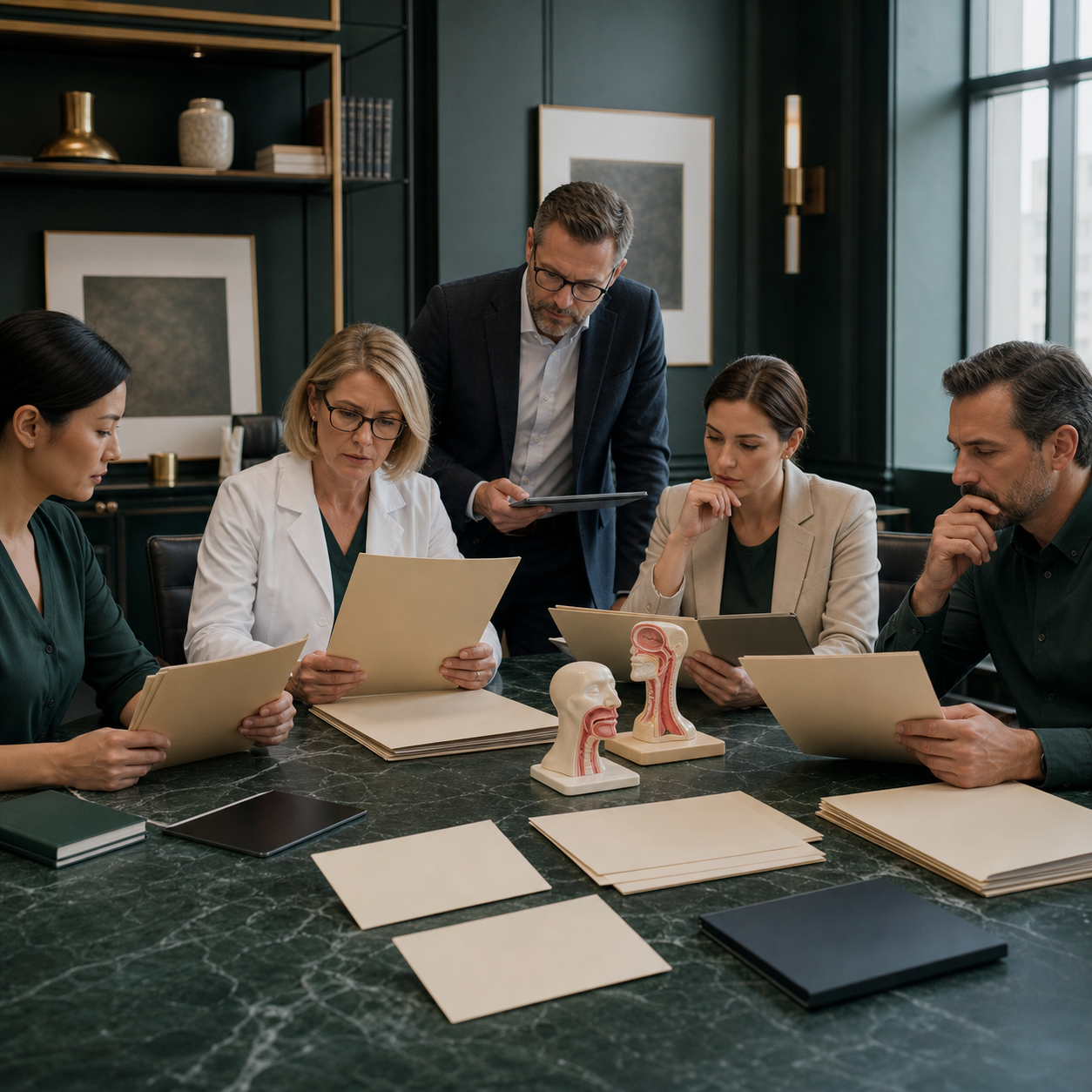 Clinical, regulatory, and legal specialists review intended use, contraindications, age limits, and weight limits before procurement