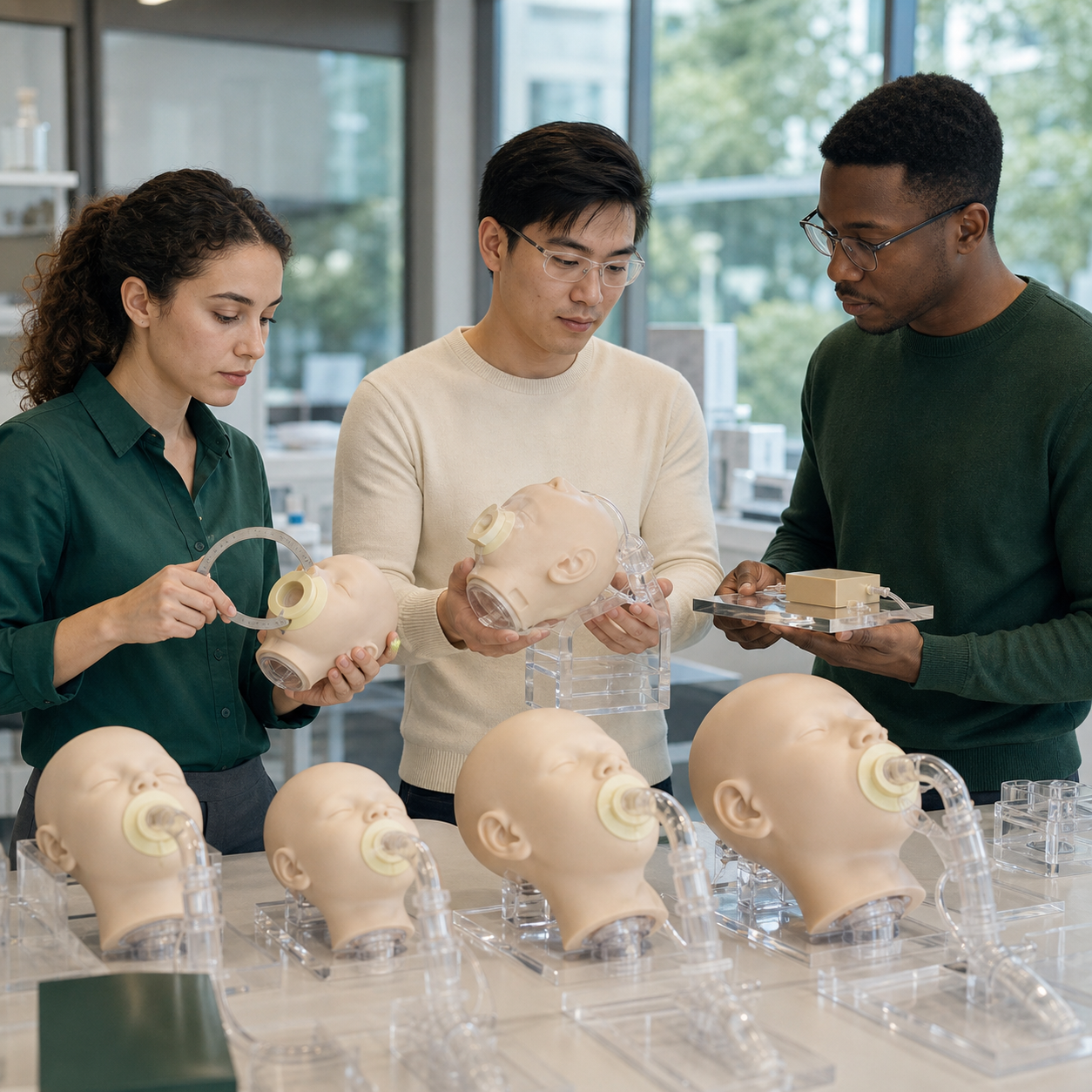 Pediatric engineers compare artificial airway models and interface geometry to explain why body size changes pressure-circuit safety