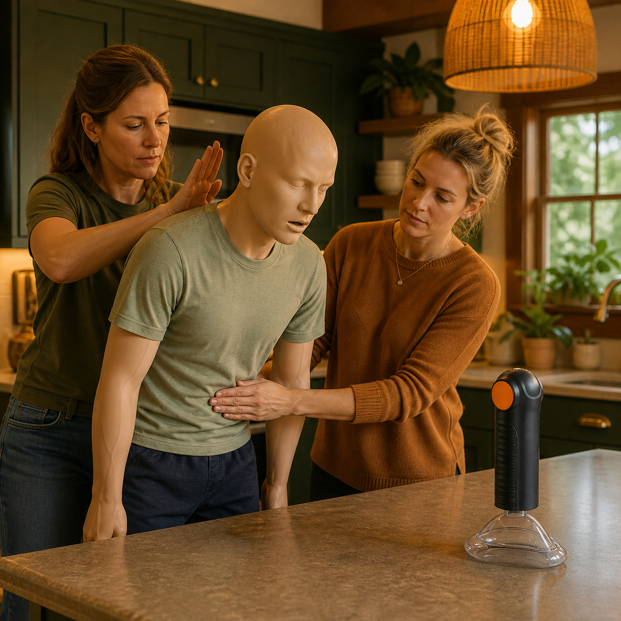 Family reviews first-line choking response and the exact real EasyPumpVac as a clearly staged second-line backup