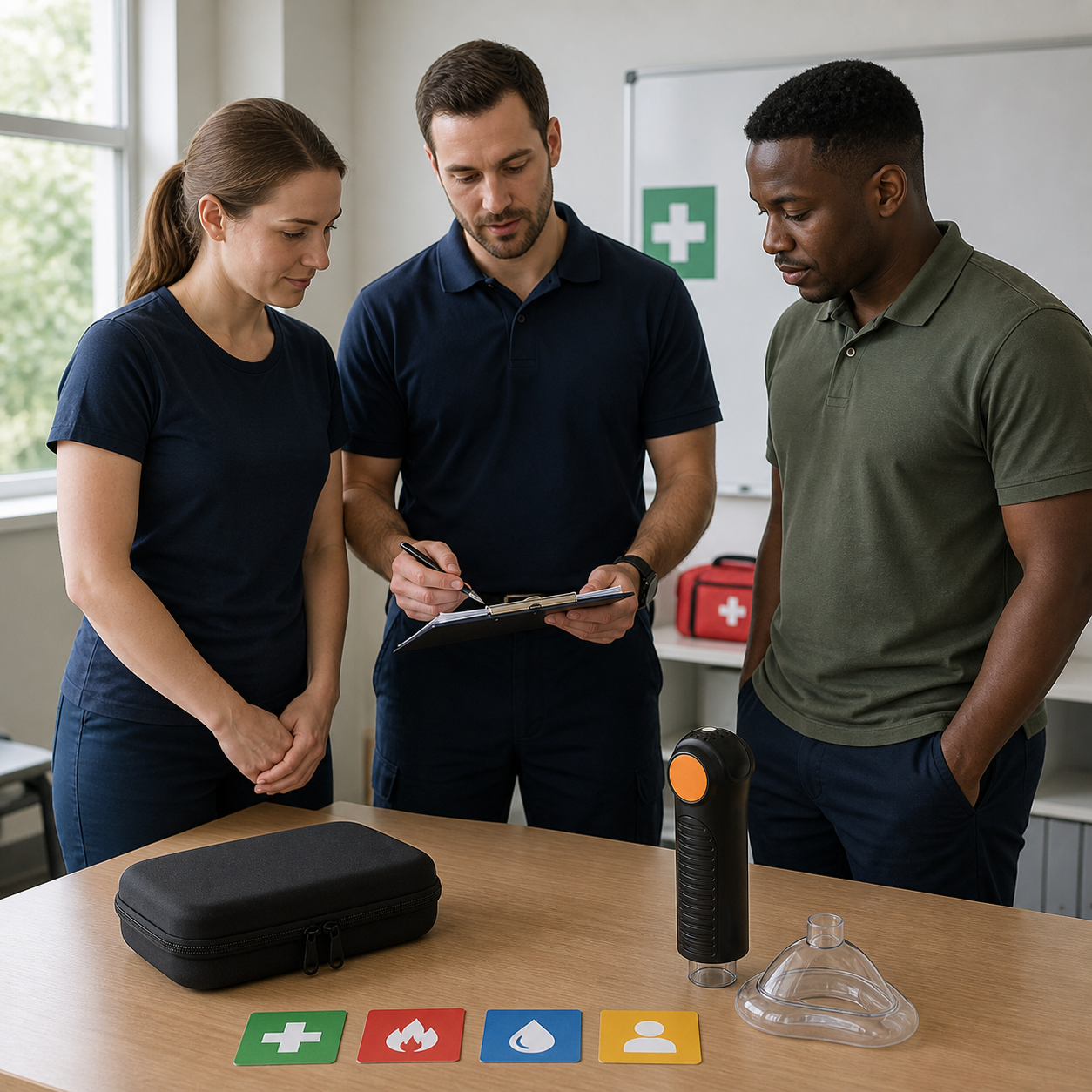 Exact real Fitiger EasyPumpVac is staged during a calm caregiver second-line response training review