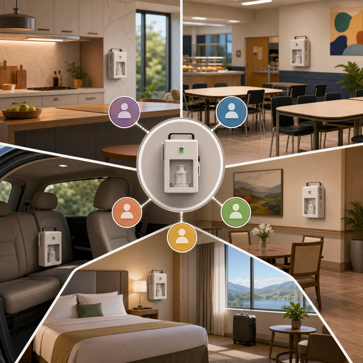 Architectural map compares home school car travel and elder care readiness settings without product promotion