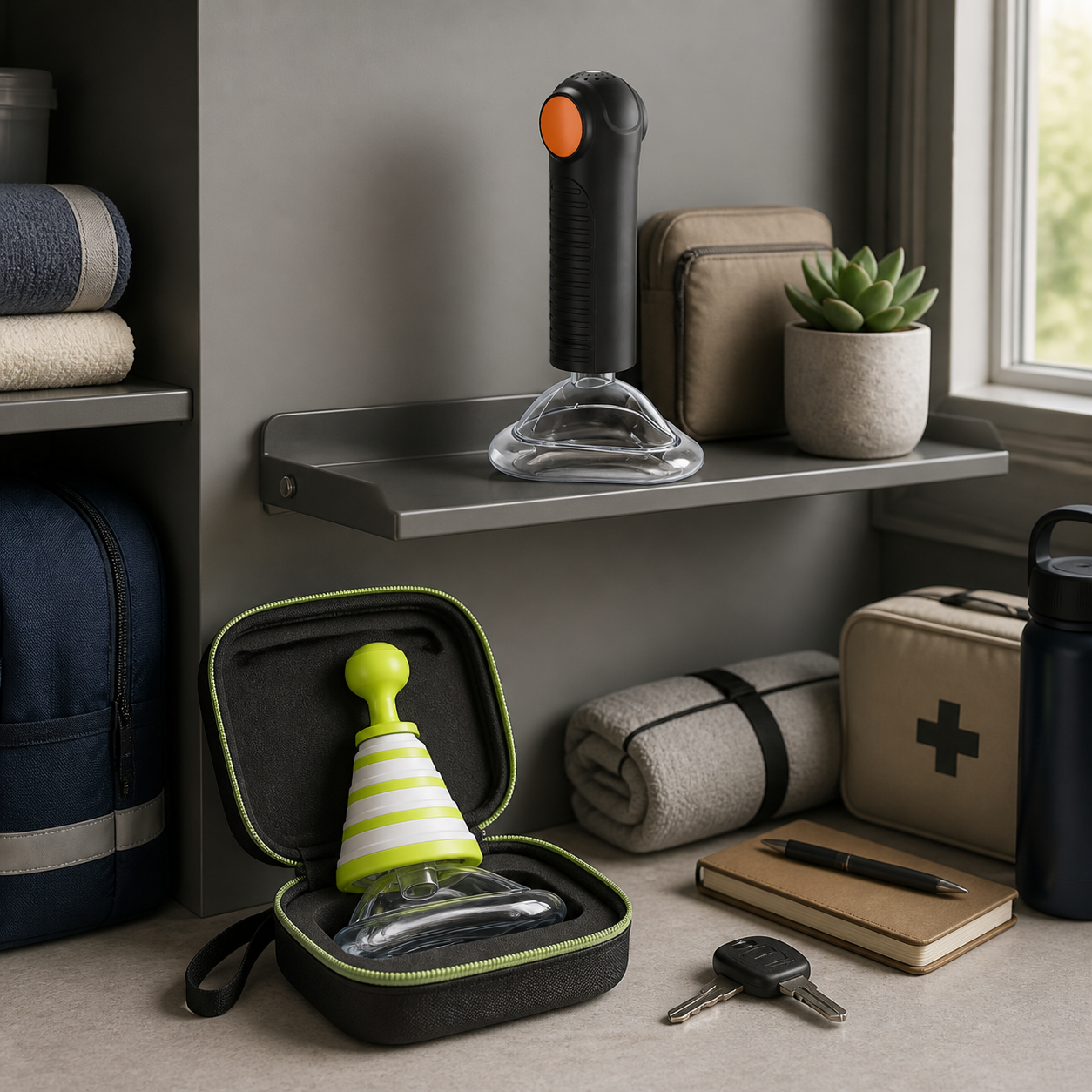 Exact real FoldPumpVac and EasyPumpVac are stored unused in a setting specific readiness room