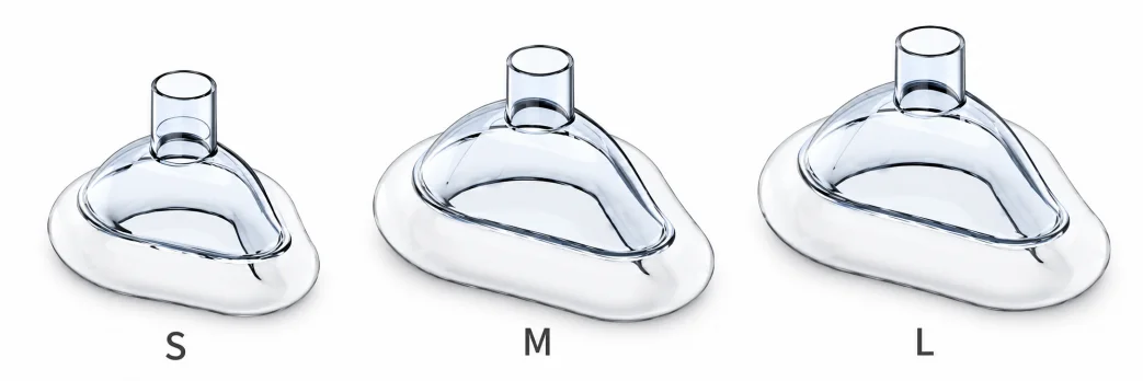 Mask sizes shown in the final product manual.
