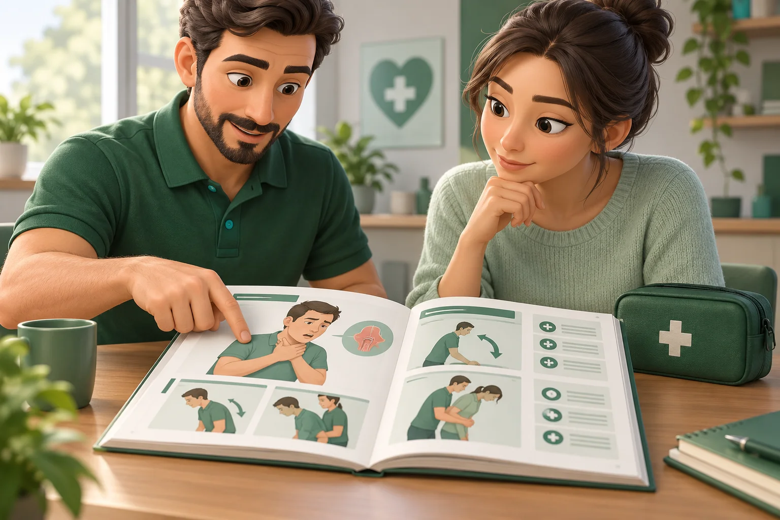 An instructor explains first-aid learning before device preparation.