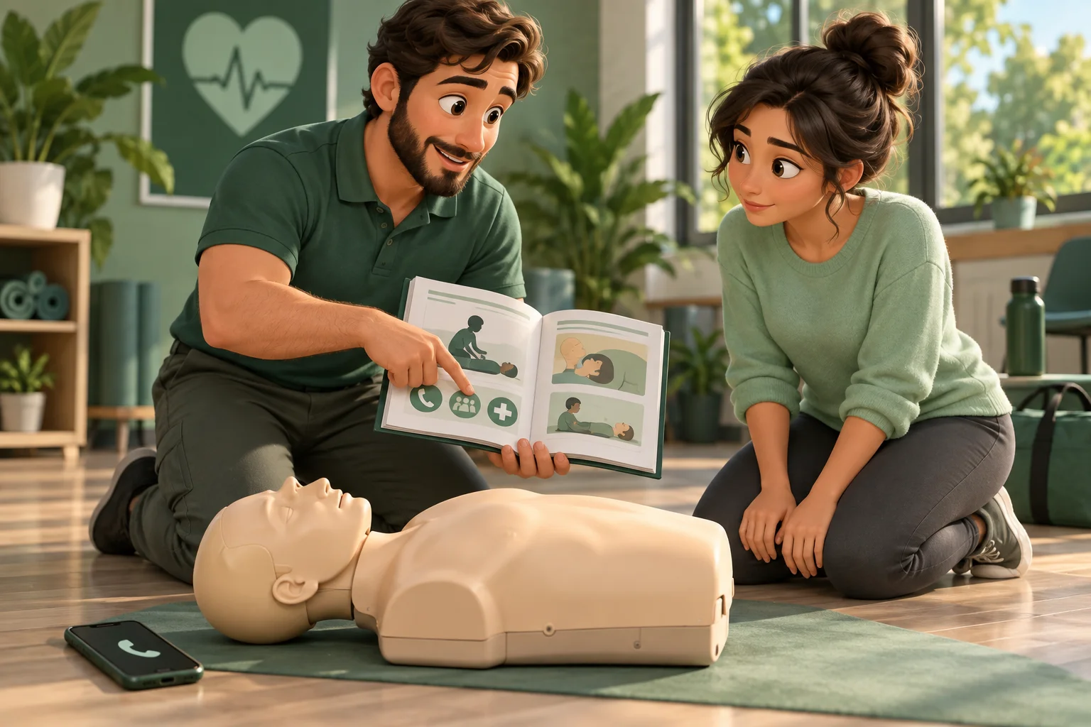 A manikin-based CPR training setting.