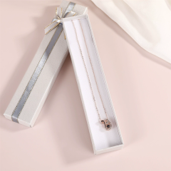 Lid & Base Long Jewelry Gift Paper Box With Bows Perfect For Necklace Moyi Packaging