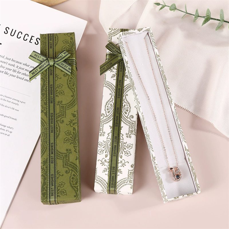 Moyi Packaging Custom Premium Printed Ribbon Jewelry Box Lift-off Design For Necklace Storage