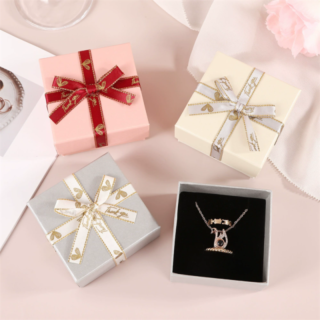 Moyi Premium Gold Foil Bow Jewelry Box Lift-off Design For Gifting And Storage