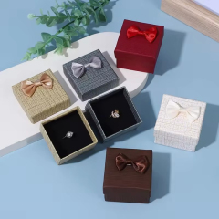 Moyi Packaging Luxury Paper Jewelry Box With Bow Custom Colors For Rings & Earrings