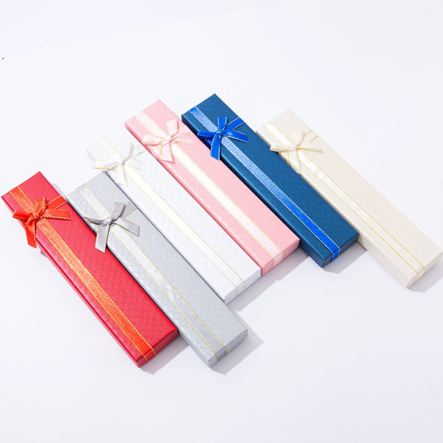 Moyi Packaging Long Slim Gift Box With Bow Custom Colors For Jewelry & Accessories