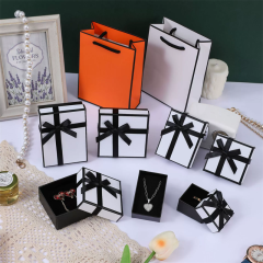 Premium Black Ribbon Jewelry Gift Box Two-Tone Square Packaging By Moyi