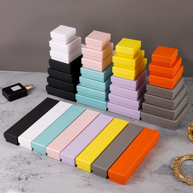 Moyi Packaging Minimalist Solid Color Jewelry Box Complete Square & Long Box Set