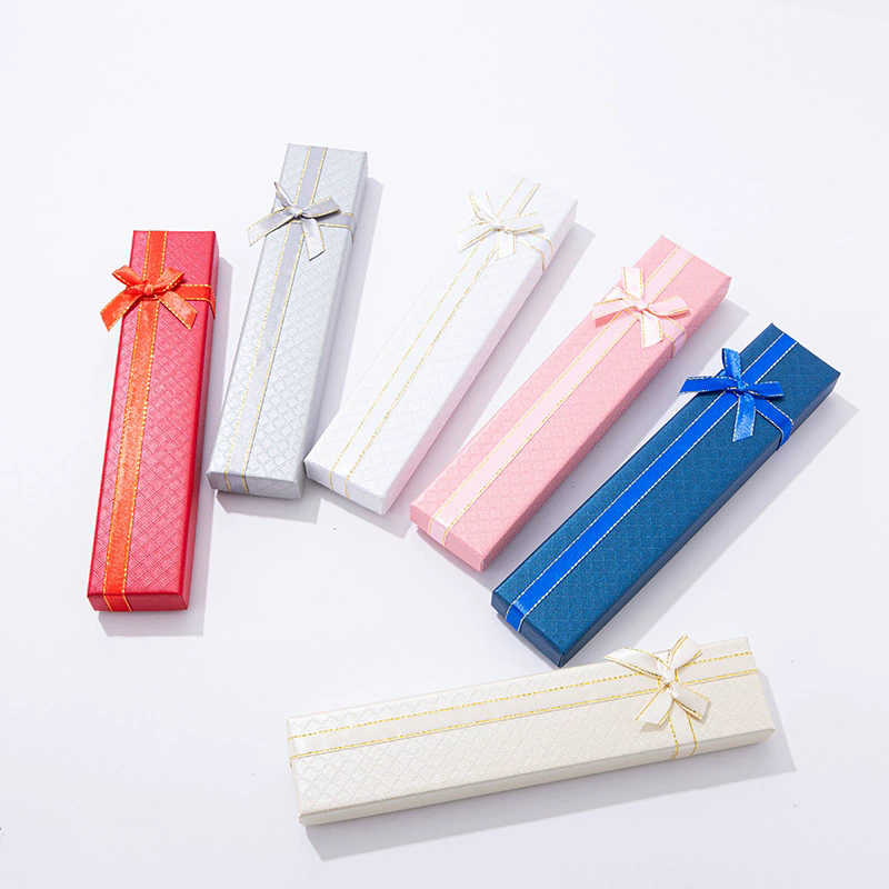 Moyi Packaging Long Slim Gift Box With Bow Custom Colors For Jewelry & Accessories
