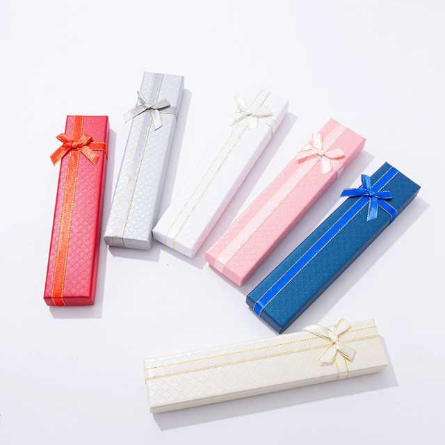 Moyi Packaging Long Slim Gift Box With Bow Custom Colors For Jewelry & Accessories