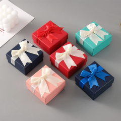 Moyi Packaging Vibrant Mini Square Jewelry Box With Contrast Bows Custom Color Options