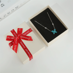 Premium White Gift Box With Bold Red Ribbon Bows Fine Jewelry Packaging By Moyi