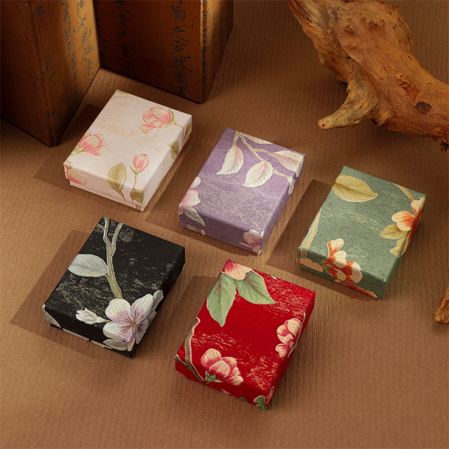 Moyi Packaging Japanese Style Floral Jewelry Box Custom Washi Paper Packaging