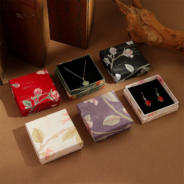 Moyi Packaging Japanese Style Floral Jewelry Box Custom Washi Paper Packaging