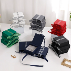 Custom Elegant Ribbon-Tied Jewelry Box For Rings & Necklaces By Moyi Packaging