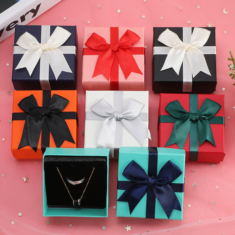 Premium Square Fift Box With Large Bow Customizable For Jewelry By Moyi Packaging