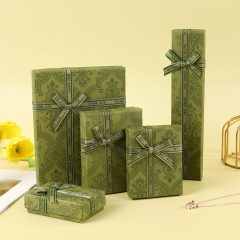 Custom Muti Size Lid & Base Elegant Vintage Olive Green Patterned Jewelry Box Set