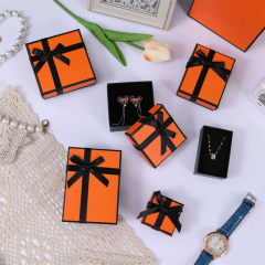 Premium Black Ribbon Jewelry Gift Box Two-Tone Square Packaging By Moyi