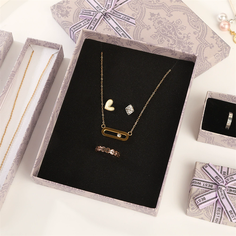 Luxury Textured Gift Jewelry Box Set Custom Size For Holidays Weddings Moyi Packaging