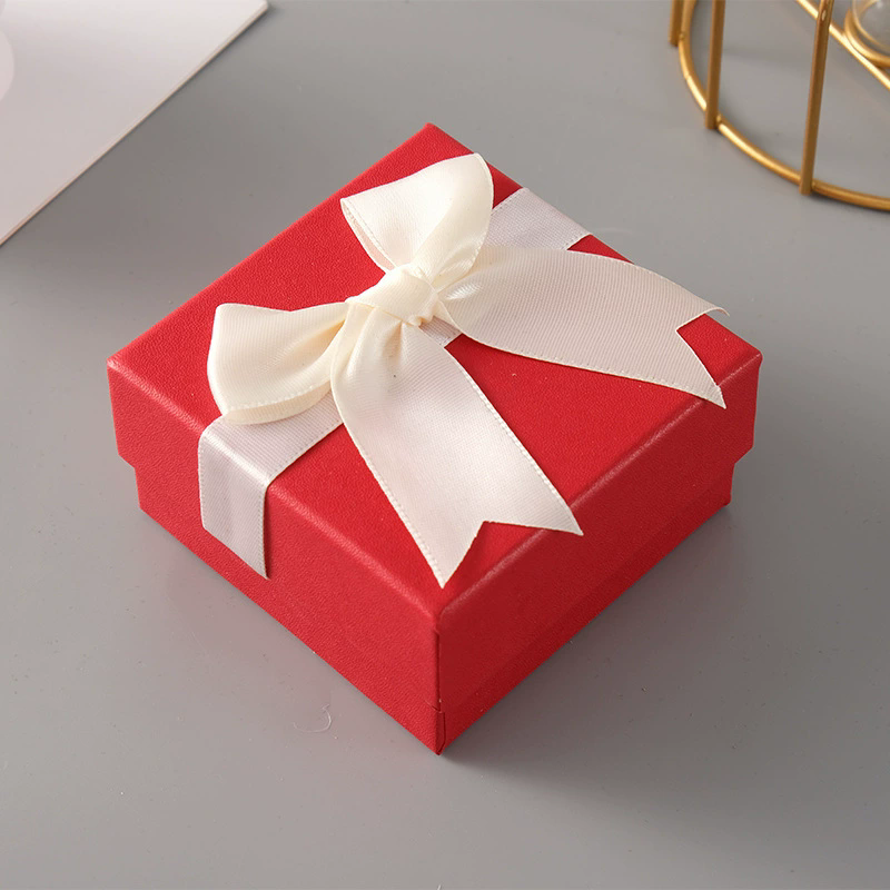 Moyi Packaging Vibrant Mini Square Jewelry Box With Contrast Bows Custom Color Options