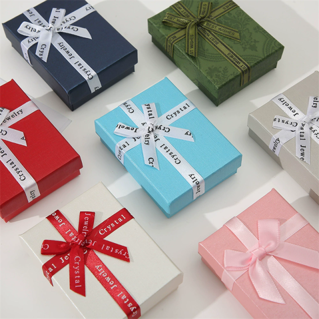 Moyi Packaging Multicolor Striped Jewelry Box With Custom Ribbon Bows
