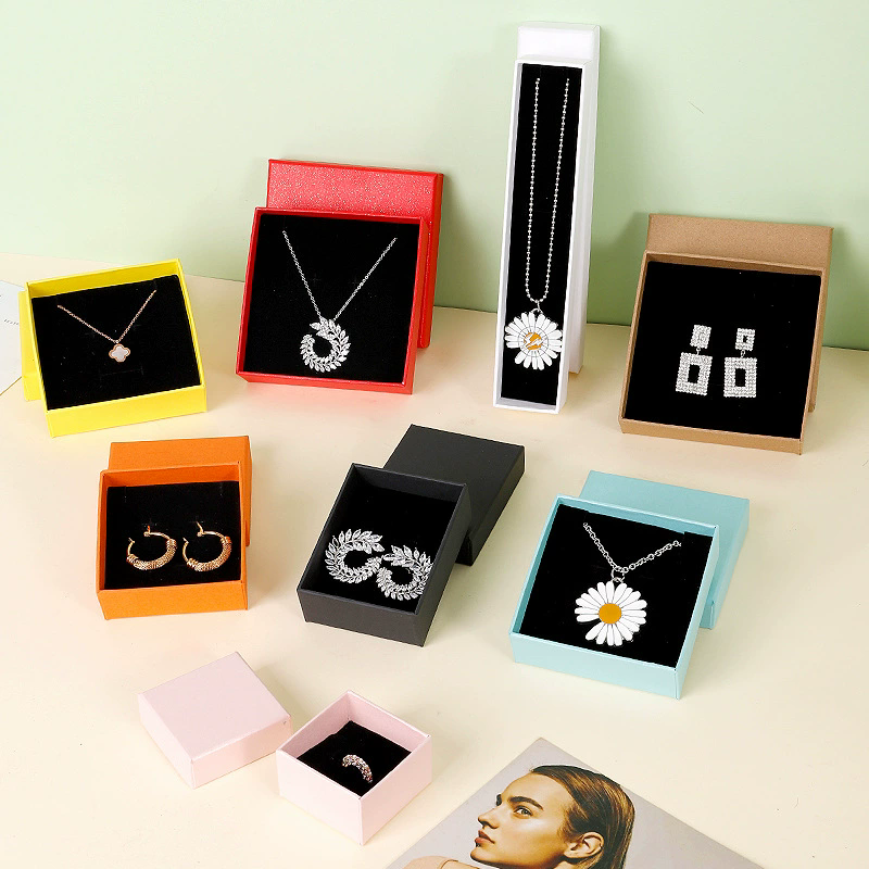Moyi Packaging Minimalist Solid Color Jewelry Box Complete Square & Long Box Set
