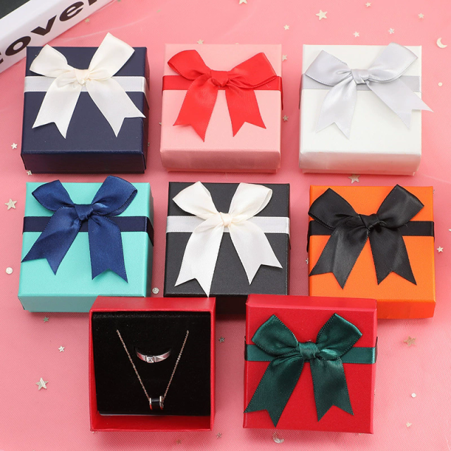 Premium Square Fift Box With Large Bow Customizable For Jewelry By Moyi Packaging