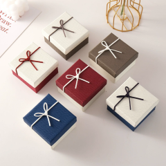 Moyi Packaging Two-Tone Color Block Jewelry Box Elegant Ribbon Tie Design