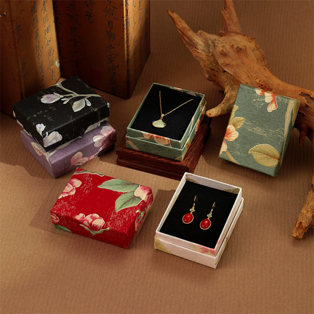 Moyi Packaging Japanese Style Floral Jewelry Box Custom Washi Paper Packaging