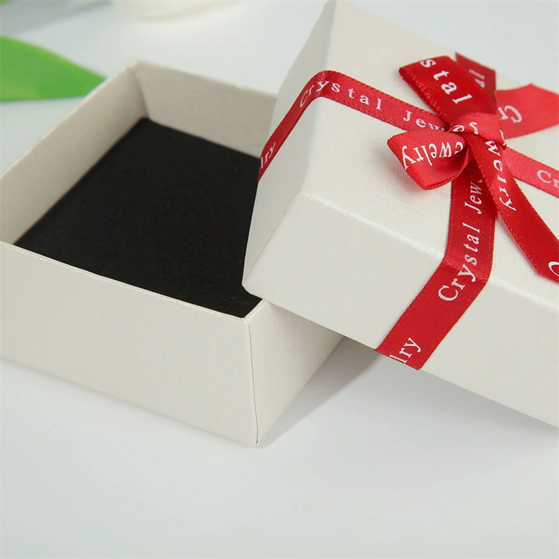 Premium White Gift Box With Bold Red Ribbon Bows Fine Jewelry Packaging By Moyi