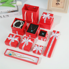 Moyi Packaging Vibrant Red Jewelry Box With White Bow Custom Sizes & Sets