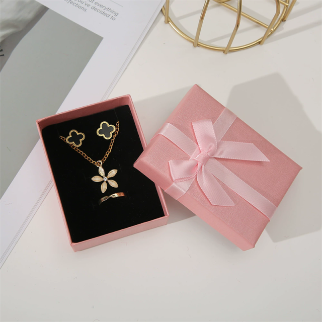 Moyi Packaging Multicolor Striped Jewelry Box With Custom Ribbon Bows