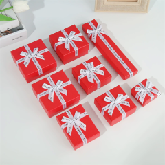 Moyi Packaging Vibrant Red Jewelry Box With White Bow Custom Sizes & Sets