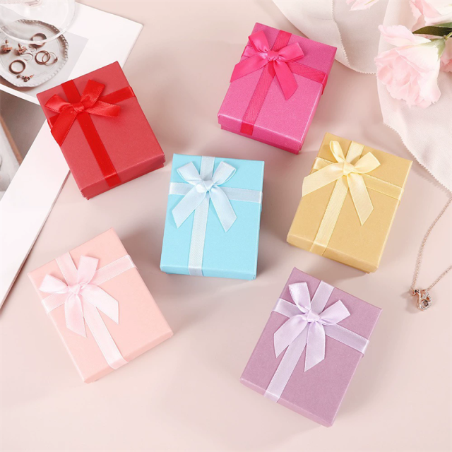 Custom Ribbon Bow Jewelry Box Multi-Color Flip-Top Gift Packaging By Moyi