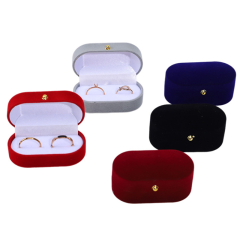 Wholesale Oval Velvet Ring Box Luxury Double Ring Packaging By Moyi