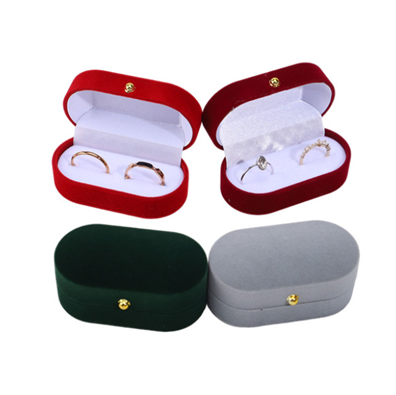 Wholesale Oval Velvet Ring Box Luxury Double Ring Packaging By Moyi