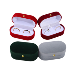 Wholesale Oval Velvet Ring Box Luxury Double Ring Packaging By Moyi