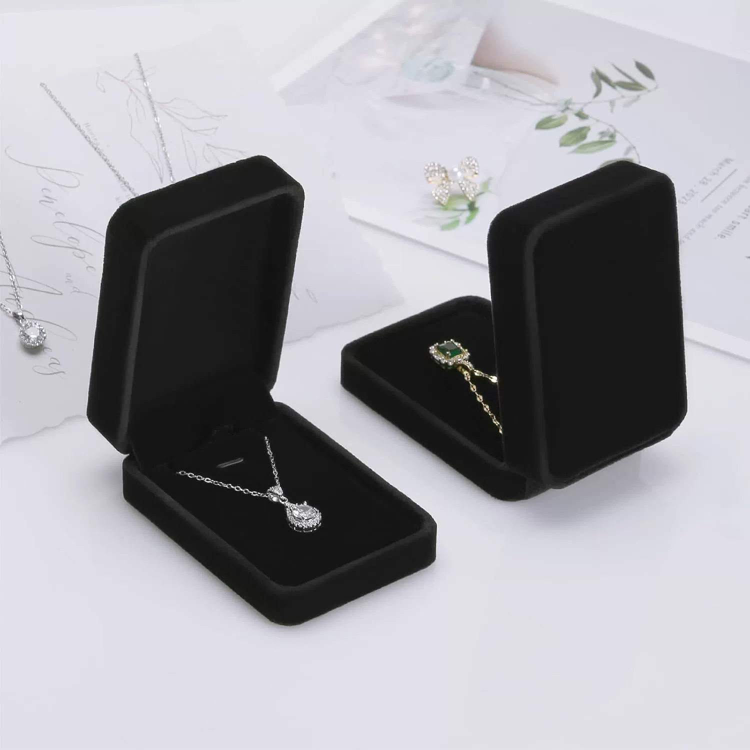 Moyi Velvet Long Necklace Box Elegant Pendant Jewelry Packaging