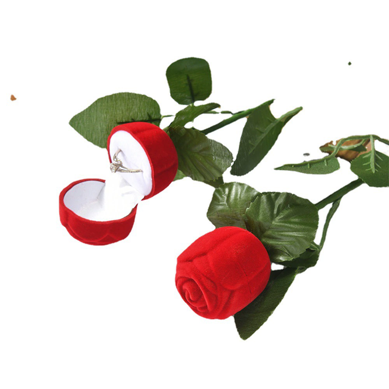 Moyi Romantic Rose Shape Velvet Ring Box Premium Jewelry Packaging Box