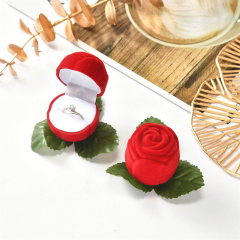Moyi Romantic Rose Shape Velvet Ring Box Premium Jewelry Packaging Box