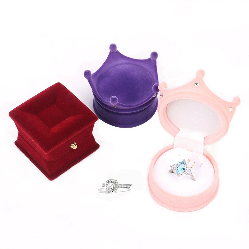 Moyi Velvet Crown Ring Box Luxury Engagement Ring Case For Proposal Jewelry Gift