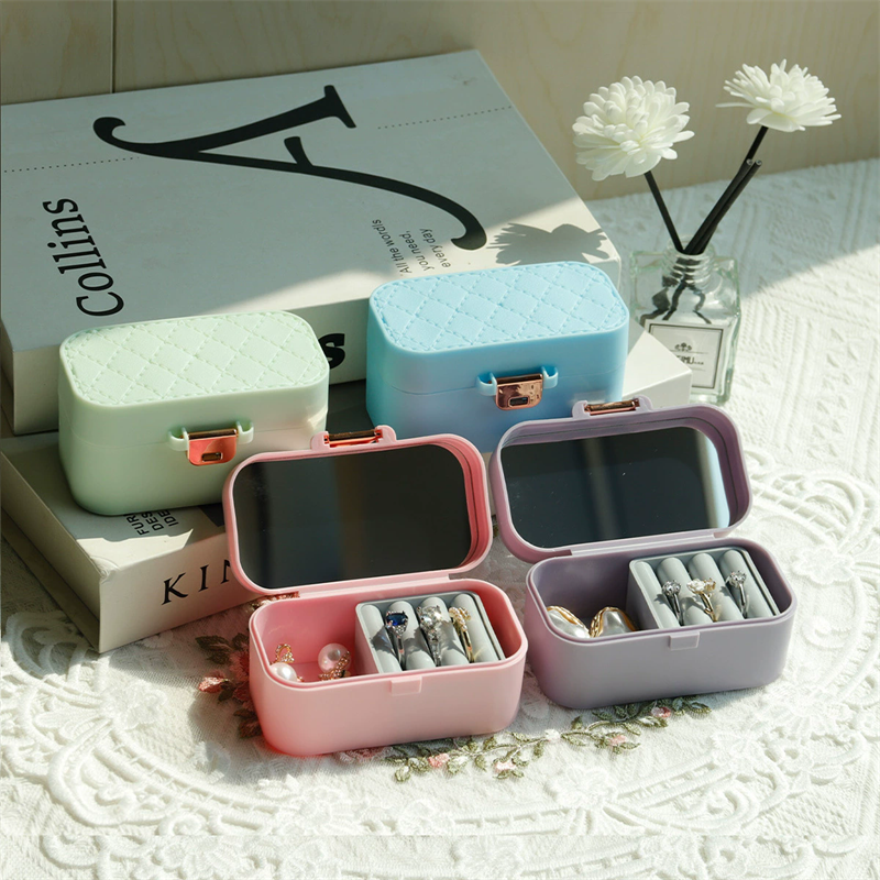 Mini Travel Jewelry Box With Mirror Portable Small Ring Organizer Case By Moyi