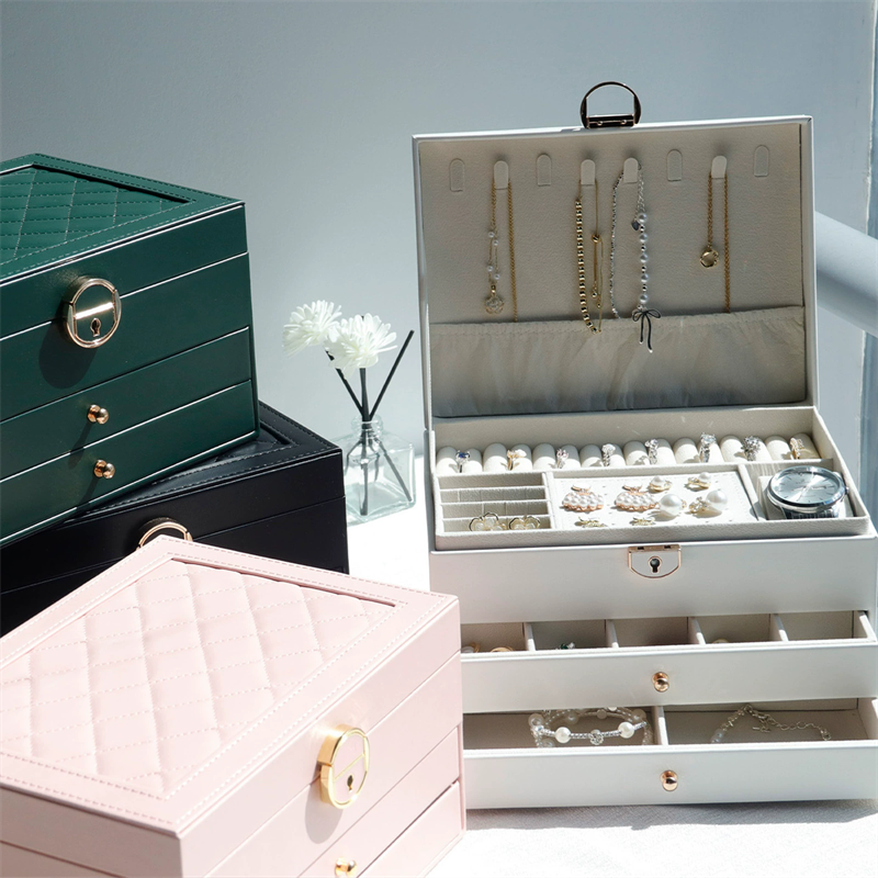 Moyi Multi-Layer Jewelry Box With Drawers Large Capacity Travel Organizer With Lock For Ring & Necklace