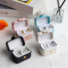 Moyi Mini Portable Ring & Earring Jewelry Box Small Leather Travel Organizer For Rings